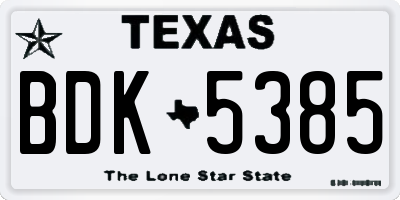TX license plate BDK5385