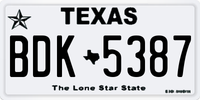 TX license plate BDK5387