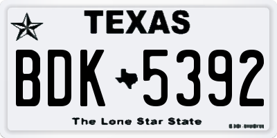 TX license plate BDK5392