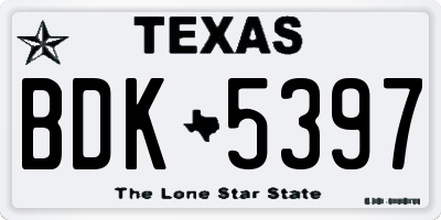 TX license plate BDK5397