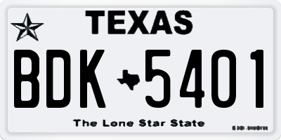 TX license plate BDK5401