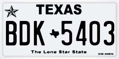 TX license plate BDK5403