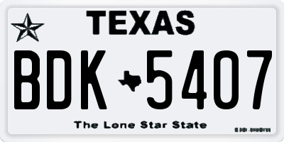 TX license plate BDK5407