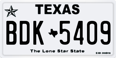 TX license plate BDK5409
