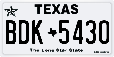 TX license plate BDK5430