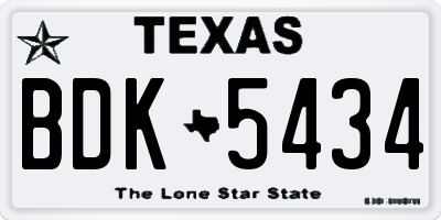 TX license plate BDK5434