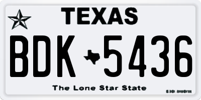 TX license plate BDK5436