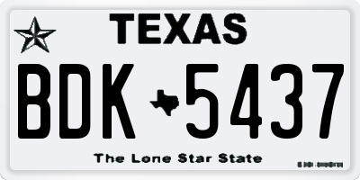 TX license plate BDK5437