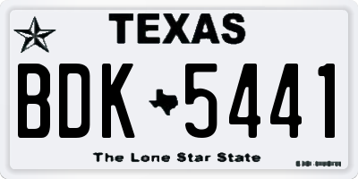 TX license plate BDK5441