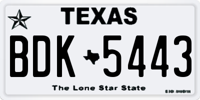 TX license plate BDK5443