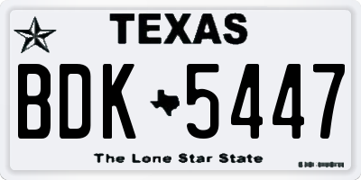TX license plate BDK5447