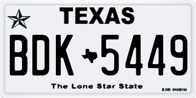 TX license plate BDK5449