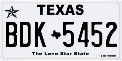 TX license plate BDK5452