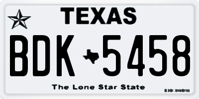 TX license plate BDK5458