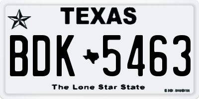 TX license plate BDK5463