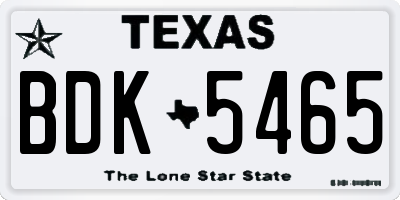 TX license plate BDK5465