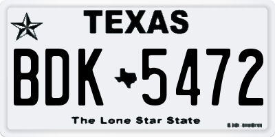TX license plate BDK5472