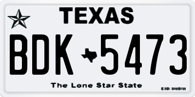 TX license plate BDK5473