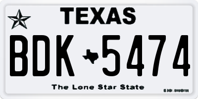 TX license plate BDK5474
