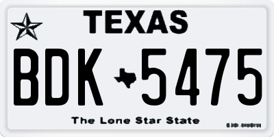 TX license plate BDK5475