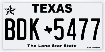 TX license plate BDK5477