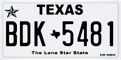 TX license plate BDK5481