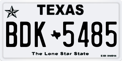 TX license plate BDK5485