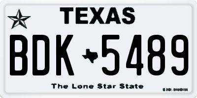 TX license plate BDK5489