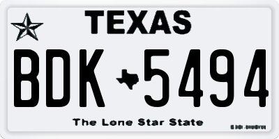TX license plate BDK5494