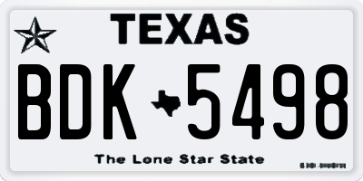 TX license plate BDK5498