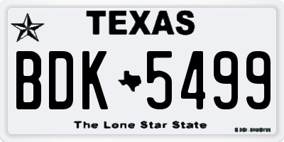 TX license plate BDK5499