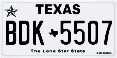 TX license plate BDK5507