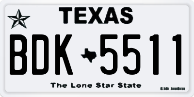 TX license plate BDK5511