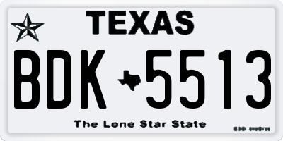 TX license plate BDK5513