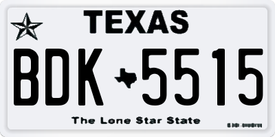 TX license plate BDK5515