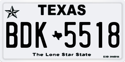TX license plate BDK5518