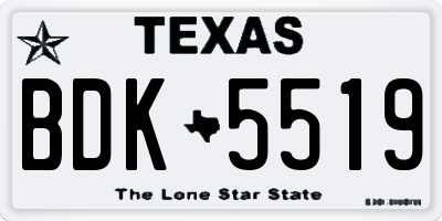 TX license plate BDK5519