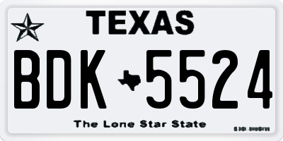 TX license plate BDK5524