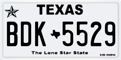 TX license plate BDK5529