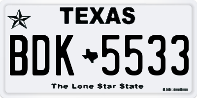 TX license plate BDK5533