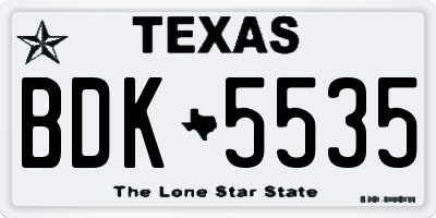 TX license plate BDK5535