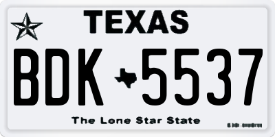 TX license plate BDK5537
