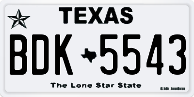 TX license plate BDK5543