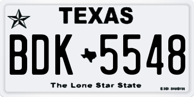 TX license plate BDK5548