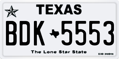 TX license plate BDK5553
