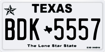 TX license plate BDK5557