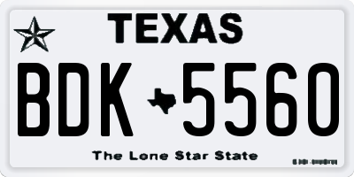 TX license plate BDK5560