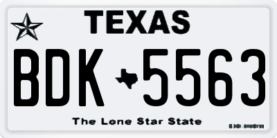TX license plate BDK5563
