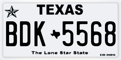 TX license plate BDK5568