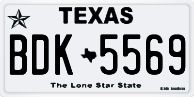 TX license plate BDK5569